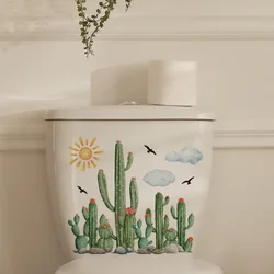 Cactus piante verdi adesivi murali per bagno decorazione per wc decorazione artistica adesivo per sedile del water per la decorazione del bagno per la decorazione domestica