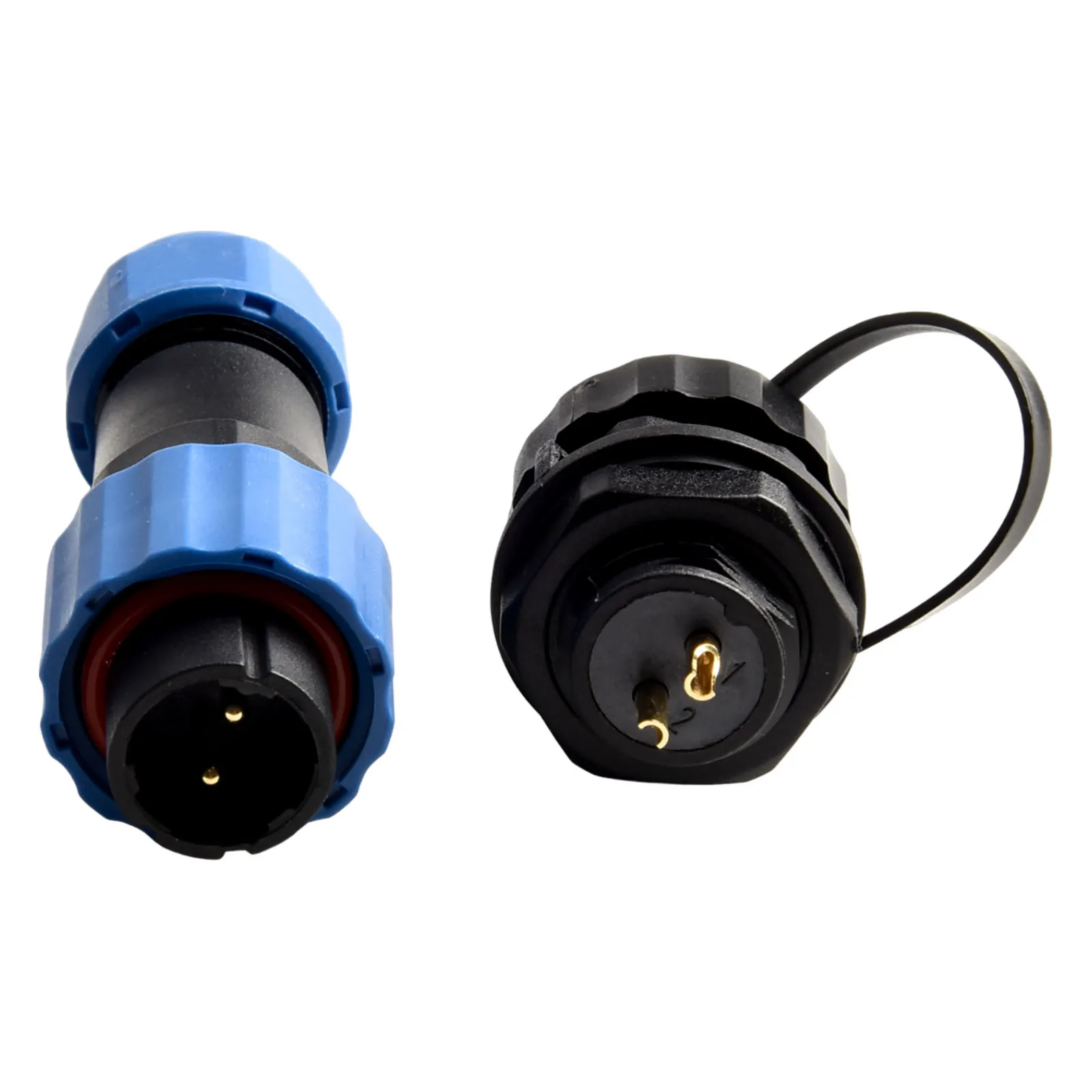 Conector circular impermeable SP16 Montaje en panel (4 pines) Color azul y negro Rendimiento confiable Protección IP68