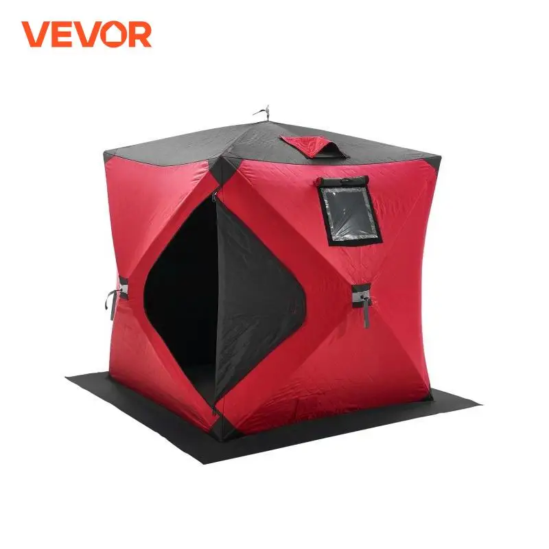 VEVOR Tenda da Pesca sul Ghiaccio 1,5 x 1,5 x 1,65 m Rifugio Portatile per Pesca sul Ghiaccio per 1-2 Persone, Isolamento Termico, Tessuto Oxford, Ancore, Corde, Borsa Trasporto, per Pesca Invernale