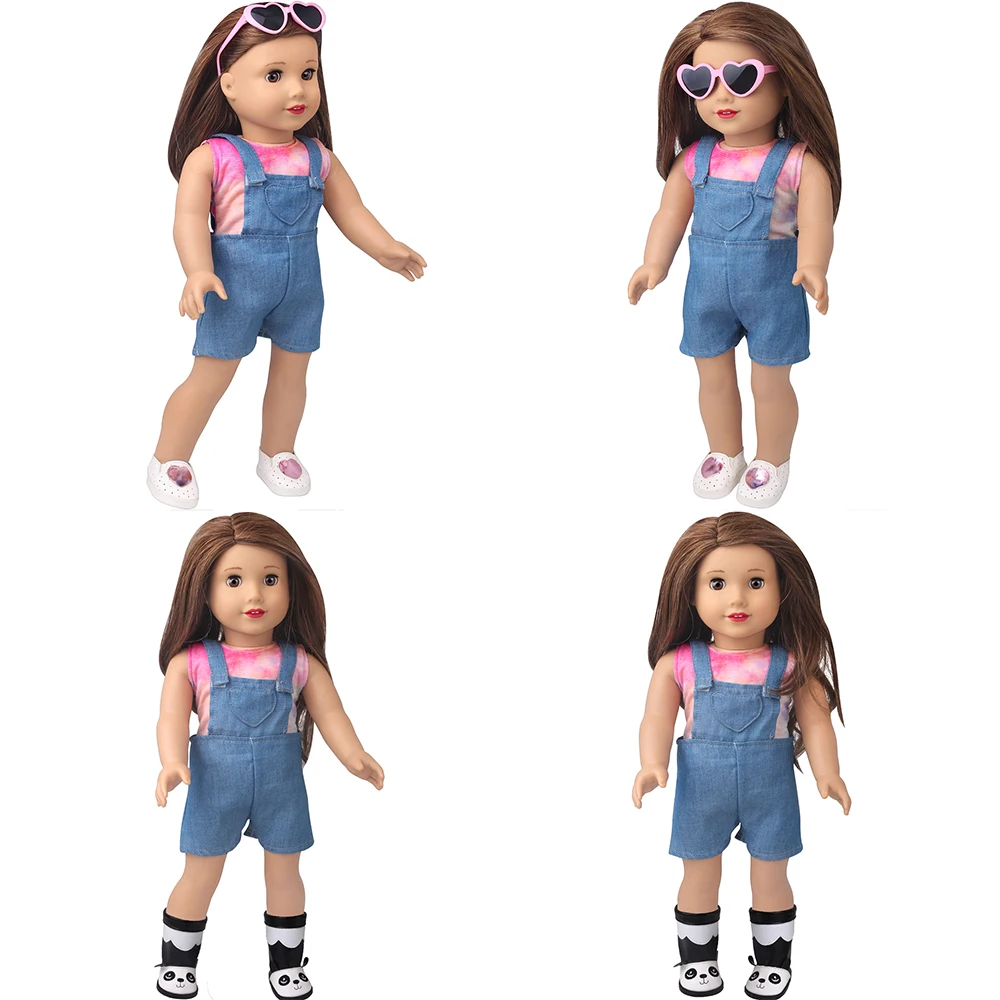 18 Inch Doll Overalls Set, Doll Three Piece Set, Top, Pants, Shoes Suitable for 18 Inch Dolls, Doll Fashion Clothing,Doll Access