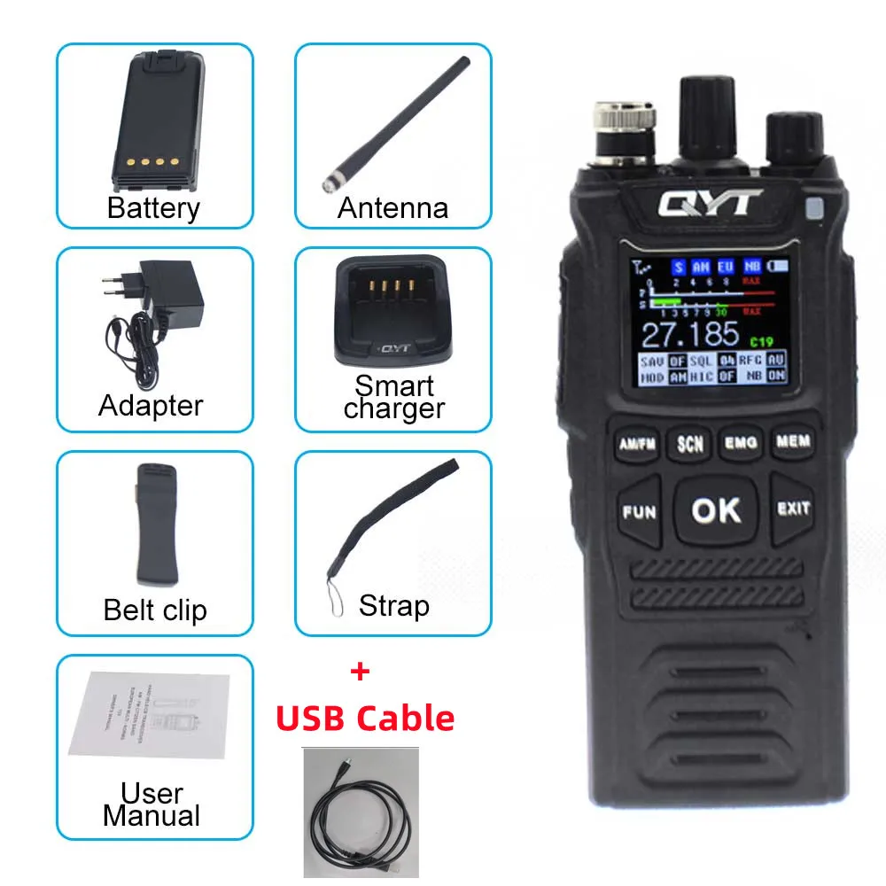 Originele Qyt Cb-58 Cb Radio 4W 4000Mah Draagbare Walkie Talkie 27Mhz 26.965-27.405Mhz 40 Kanaals Fm-Modus Burgerband Radio