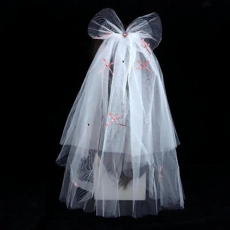 Kurzer weißer Tüll-Brautschleier mit Haarspange für Hochzeit, Junggesellinnenabschied, Haarschmuck, Foto-Shooting-Requisiten – Detail 11