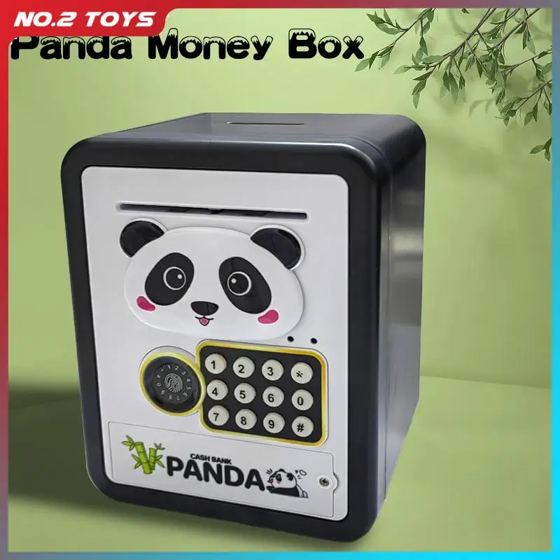 Panda Piggy Bank Coin Cash Money Box Password Unlock Fingerprint Recognition Safe ATM Bank Money Saving Box Adult Kids Xmas Gift