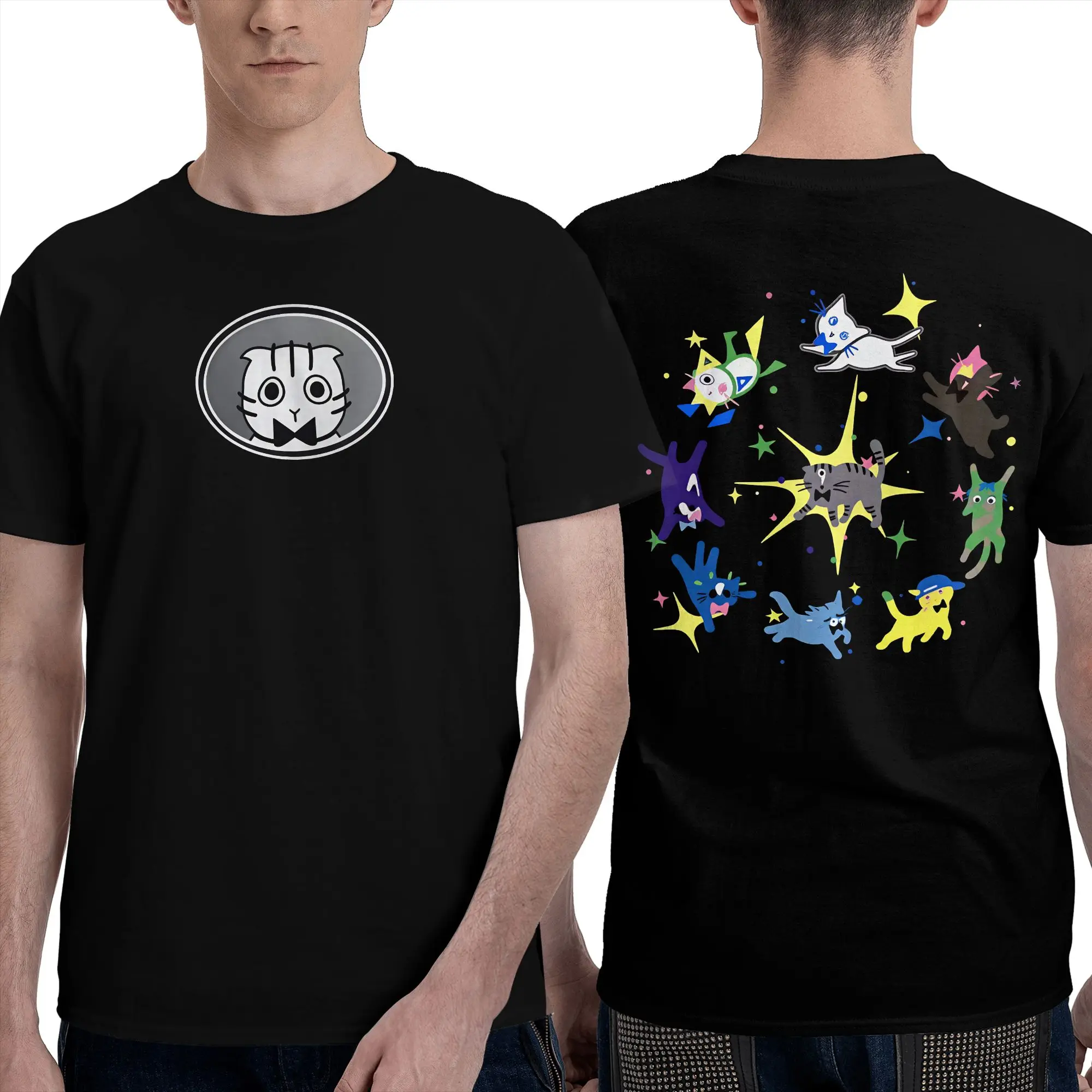 Mens T-Shirt Котики Graphic T-Shirts Hipster  Beach Tee Shirt Vintage Print Cotton Tops Birthday Present