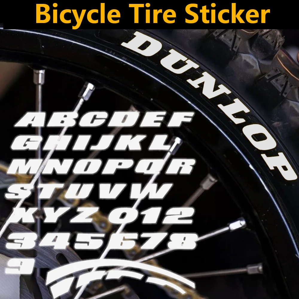 DIY Bicycle Tire Letter Number Sticker Reflective Waterproof Road Mountain Bike Rim Wheel Decal Custom Cycling Decor Accessories