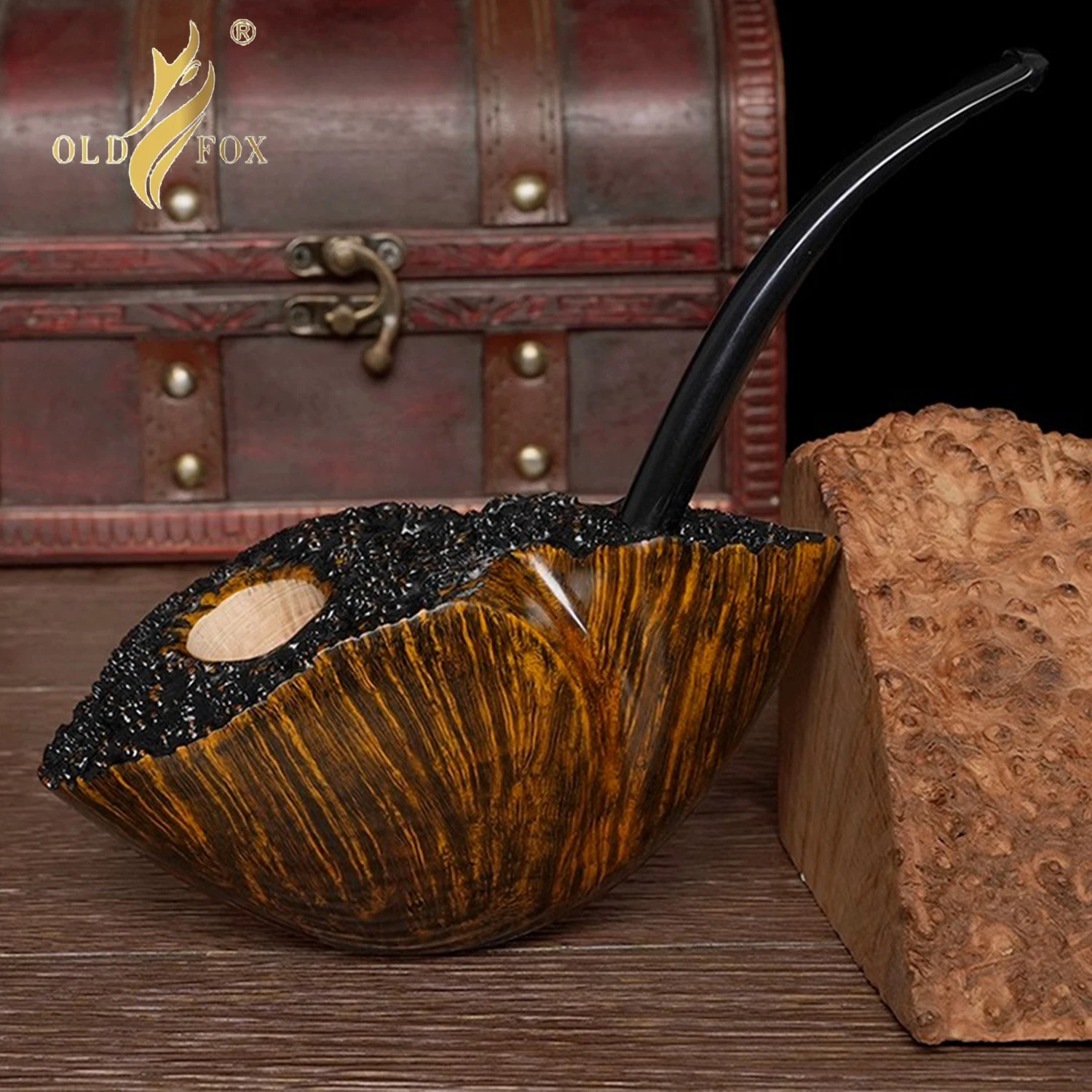 OLDFOX Briarwood Tobacco Pipe Hand-carved Pipe Father's Day Gift Large President-level Pipe Burl-leather Hopper