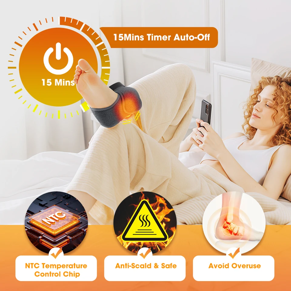 Electric Foot Massager Heated Vibration Cordless Ankle Wrap Portable Leg Care Relaxation Pad For Home Office Women Seniors, image 5
