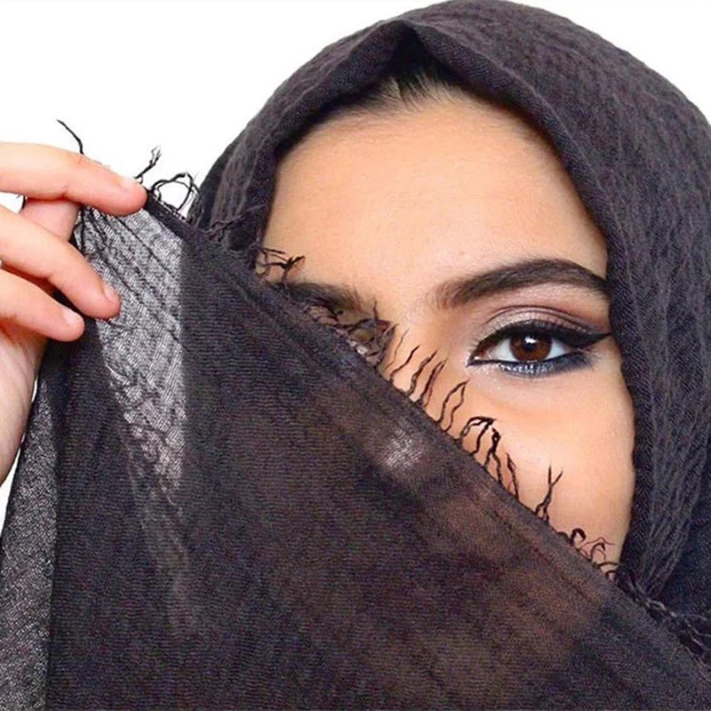 5 Pieces Free Shipping Women's Cotton Hijab Scarf Pure Cotton Yarn Monochrome Headscarf Hijabs for Muslim Women