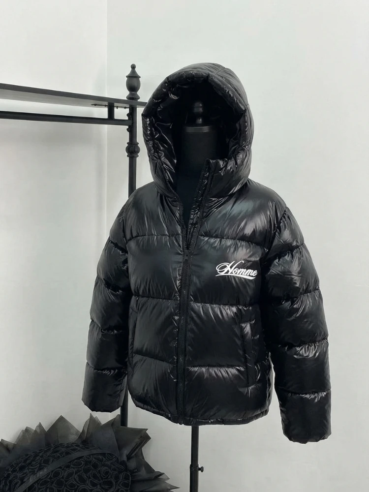 Subculture Y2K Streetwear Unisex Hooded Puffer Parka Oversized Print Zipper Closure Thick Warm Winter Coat Female Casual Outfits