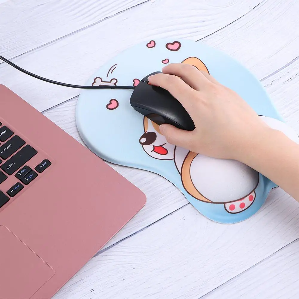 Computer Comfortable 3D Gaming Cute Silica Gel Wrist Rest Corgi Mouse Pad Mouse Mat Wrist Support