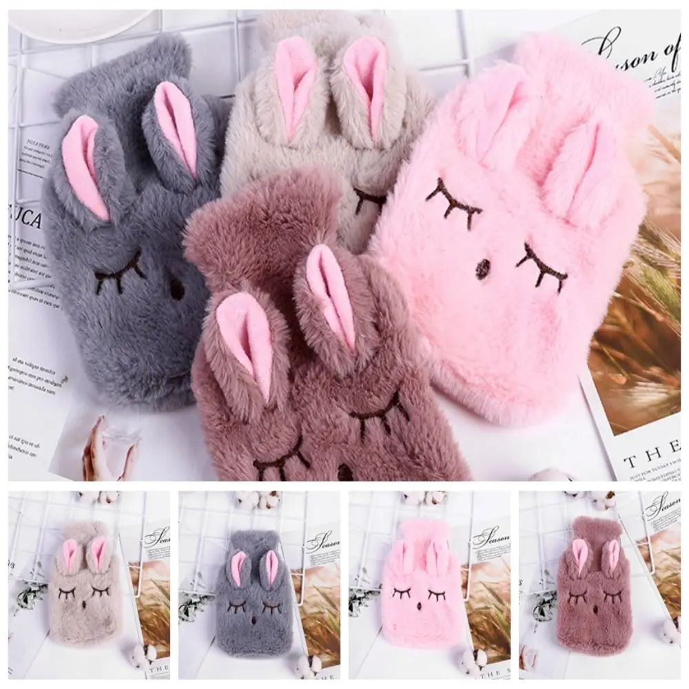 Hot Pack Warm Hot Water Bag Plush Squinting Rabbit Heat Pack Reusable Soft Hot Water Bottle Pain Relief