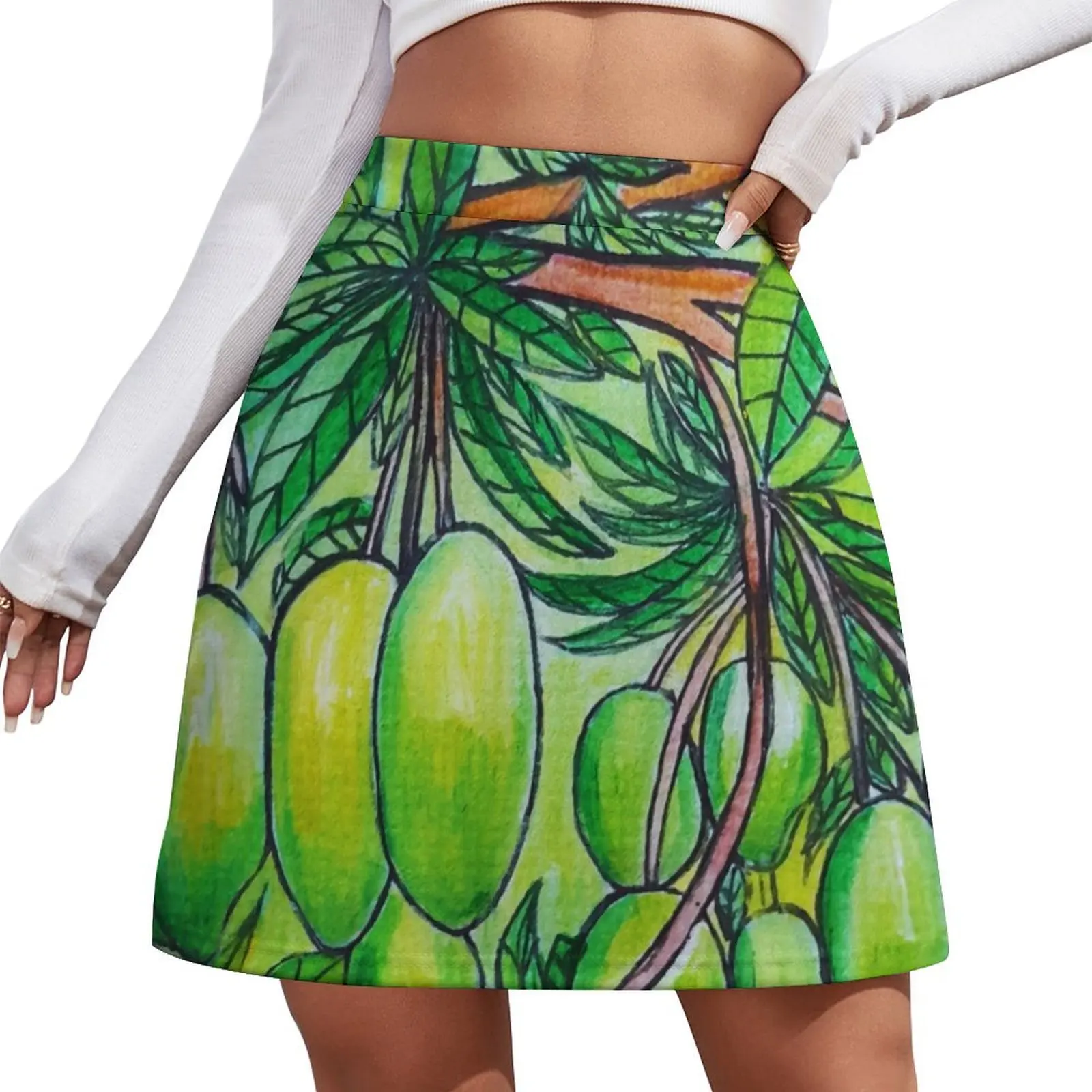 

Mangoes on a branch Mini Skirt womens clothing korean skirt clothes Mini Skirt