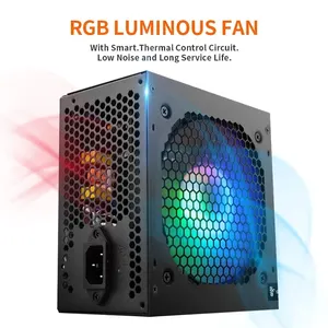 Aigo-AK PC power supply, black games, desktop computer, silent, 120mm, RGB Fan, 24pin, 12V, ATX, BTC, 700W 8 Main Sales PC Source - №7