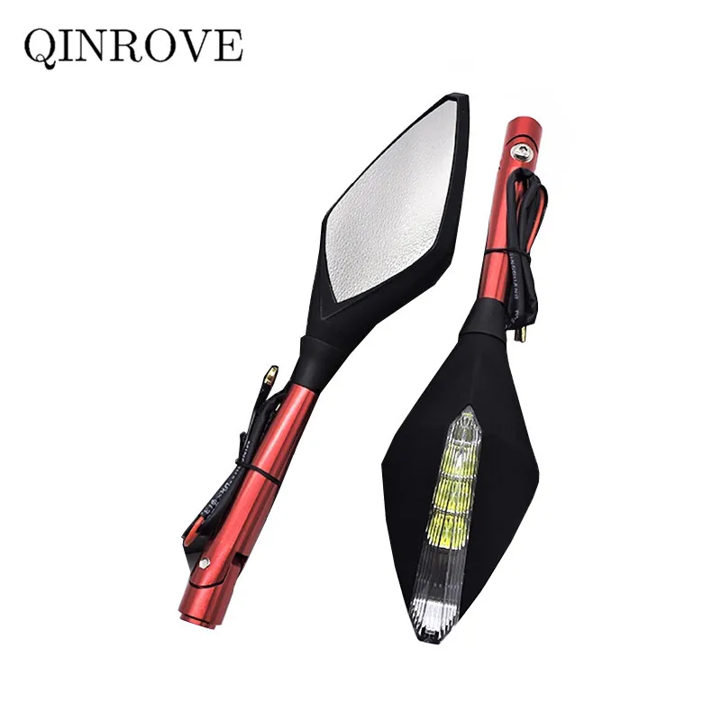 

Зеркало заднего вида для мотоцикла со светодиодной подсветкой, АБС-пластик, алюминиевый сплав 8, 10 мм, универсальное заднее зеркало для Honda Kawasaki Yamaha XMAX NMAX