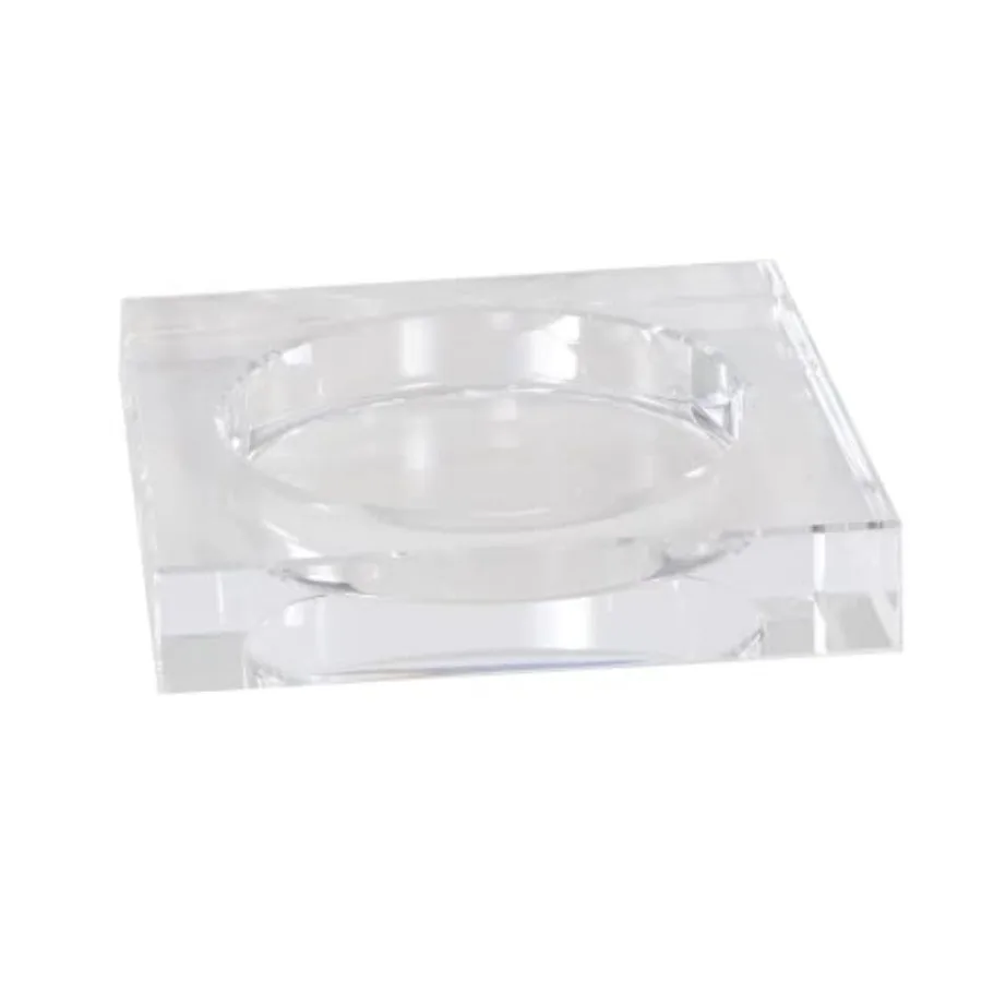 

Crystal Candle Dish — by Home Collection — Size — Clear K9 Crystal Design — Smooth Round Cutout is Perfect for Your Favorite Ca