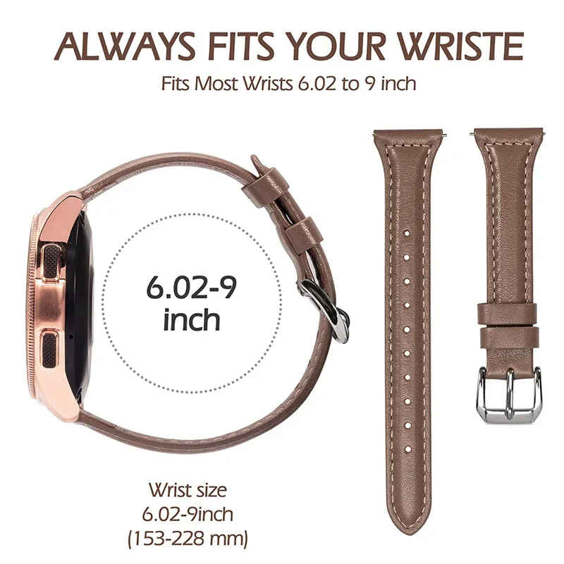 Slim Leather band For Samsung Galaxy watch 6/5/5 pro/4 Classic/active 2 20mm 22mm sport bracelet Huawei watch GT 4-2-2e-3 strap