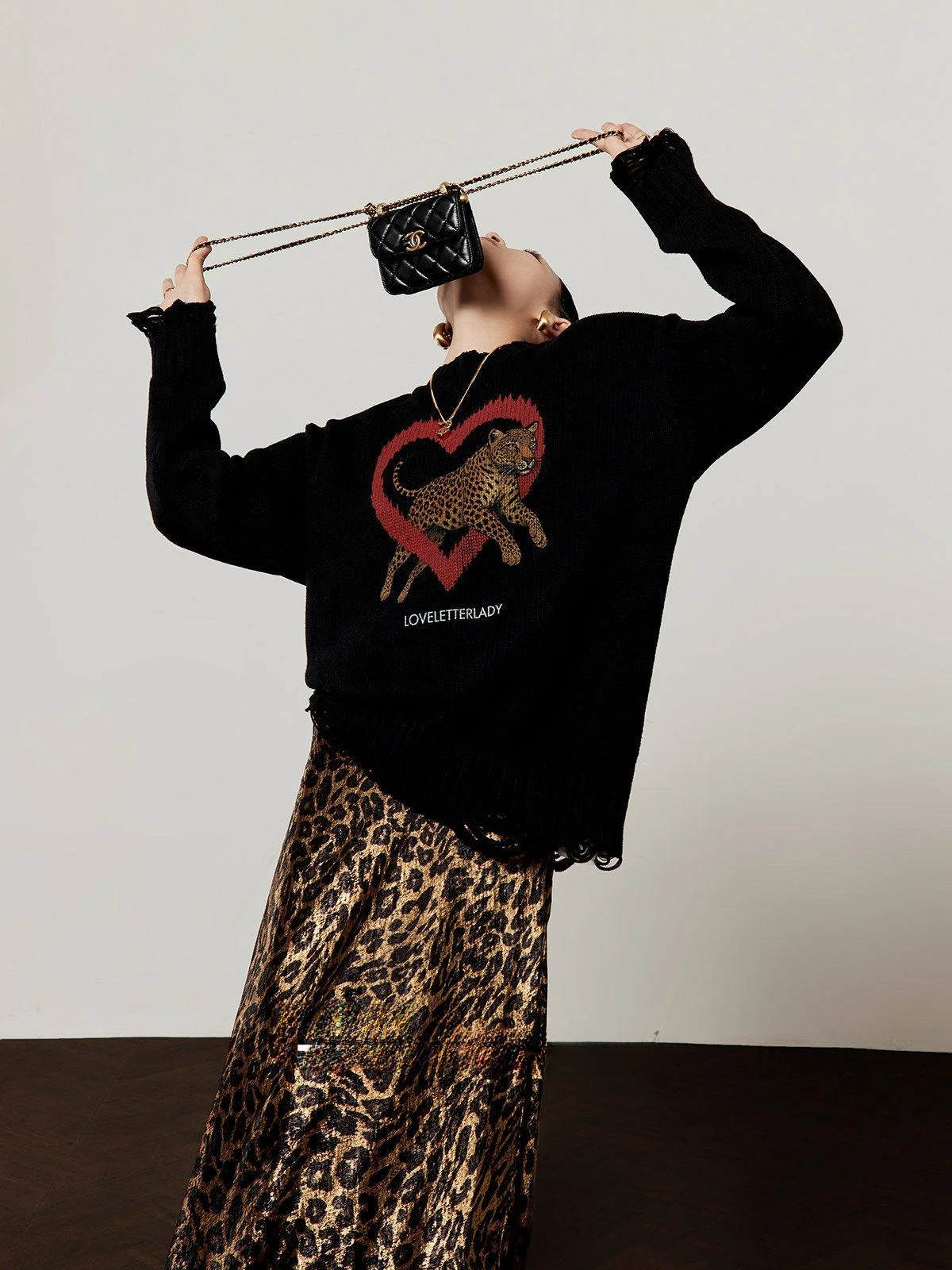 

Bla Knitted Casual Hole Sweater for Women Spring New Sle Zhou Li Wu Heart Love Fire Ring Loose Fit Long Sve Top