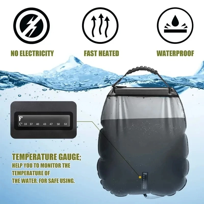 20L Outdoor Camping Shower Water Bag Solar Heating Portable Shower Camping Hiking Climbing Bath Equipment Ducha Portatil Camping