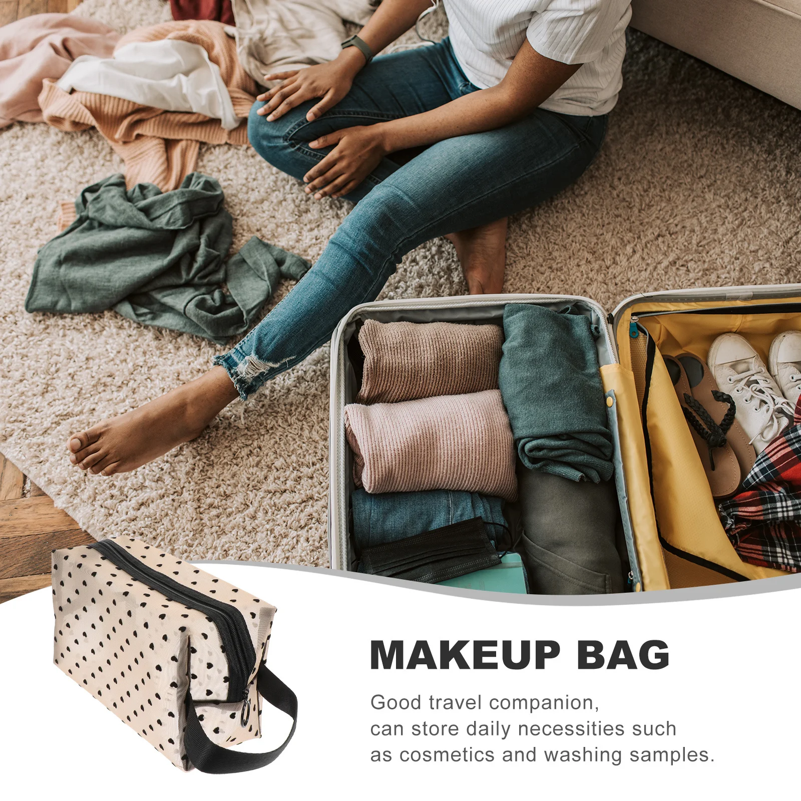 

1Pcs Makeup Bag Lightweight Portable Travel Toiletry Storage Organizer for Women Camping Outdoor Toiletries Pouch