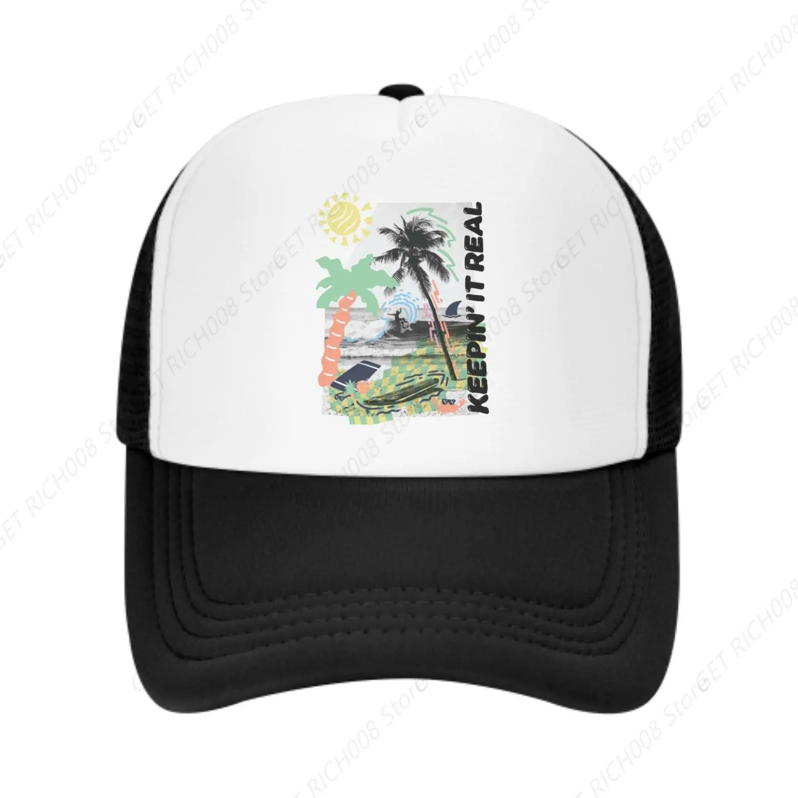 

Keeping It Real Palm Leaves Y2k Snapback Hat Casual Breathable Unisex Street Hip Hop Trucker Caps One Size