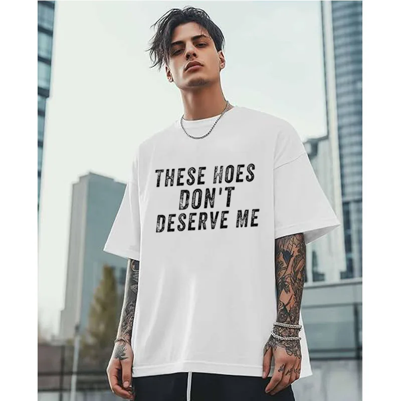 �These Hoes Don't Deserve Me“-T-Shirt, Y2k-T-Shirt mit personalisiertem Country-Spruch, Neuheitsgeschenk, modisches Streetwear-Outfit für Damen und Herren – Detail 17