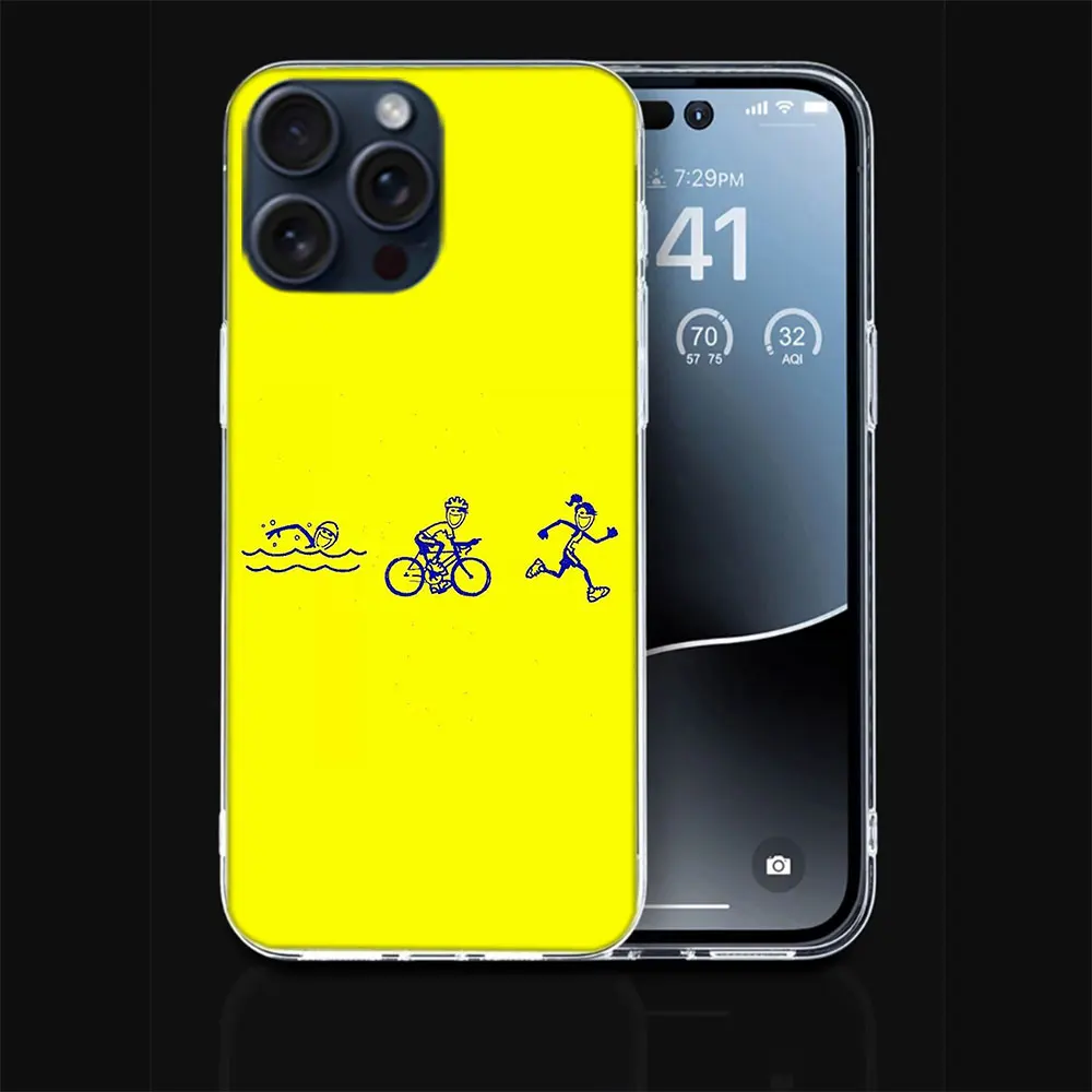 Triathlon Swim Bike Run Capa Phone Case For Iphone 17 Air 16 Pro Max 15 12 Pro 14 Plus 17E 16E 11 13 Mini Cover Cases Fundas Cel