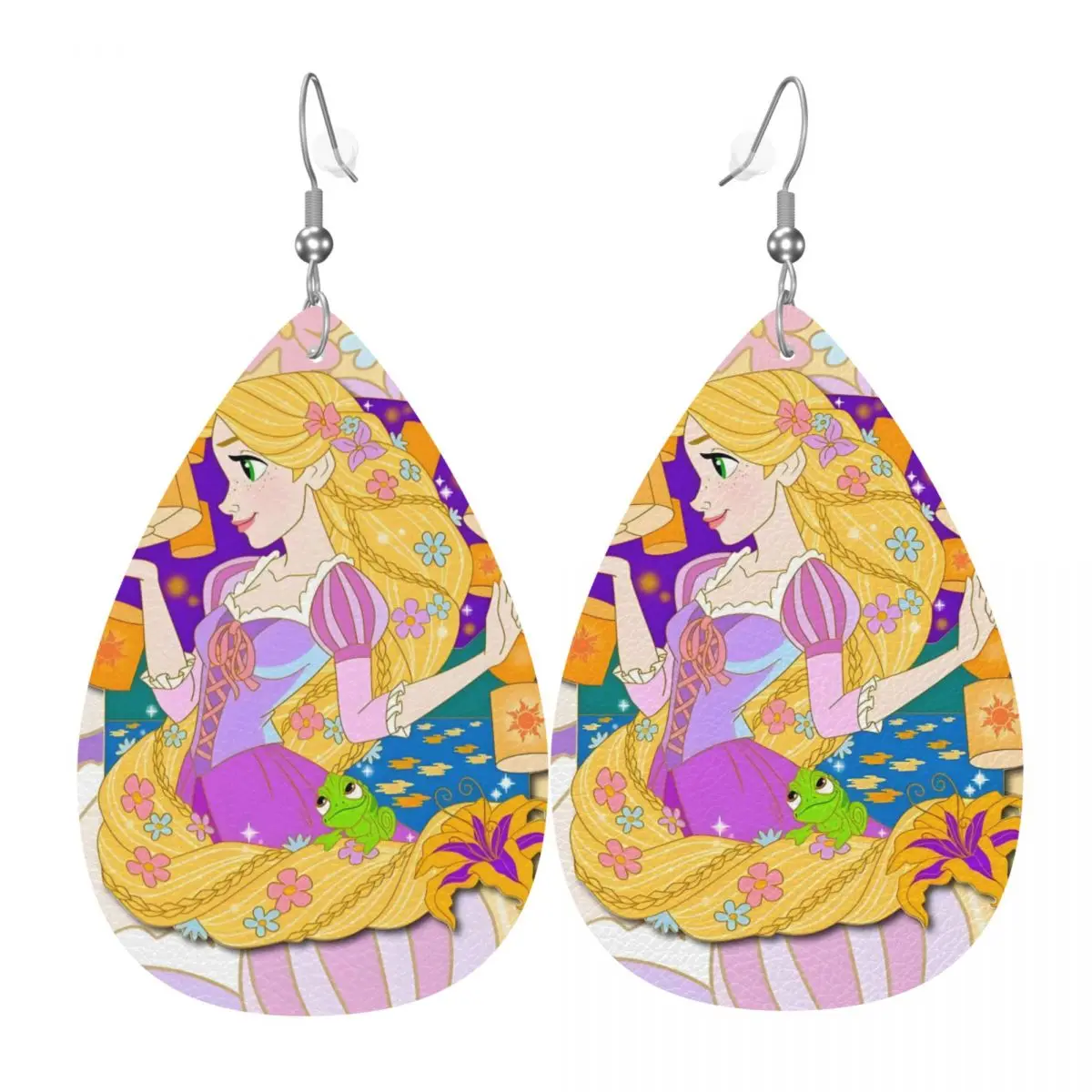 

Custom Princess Tangled PVC Leather Earrings Dangle Earrings Jewelry For Women Cartoon Funny For Wife Mother Gift