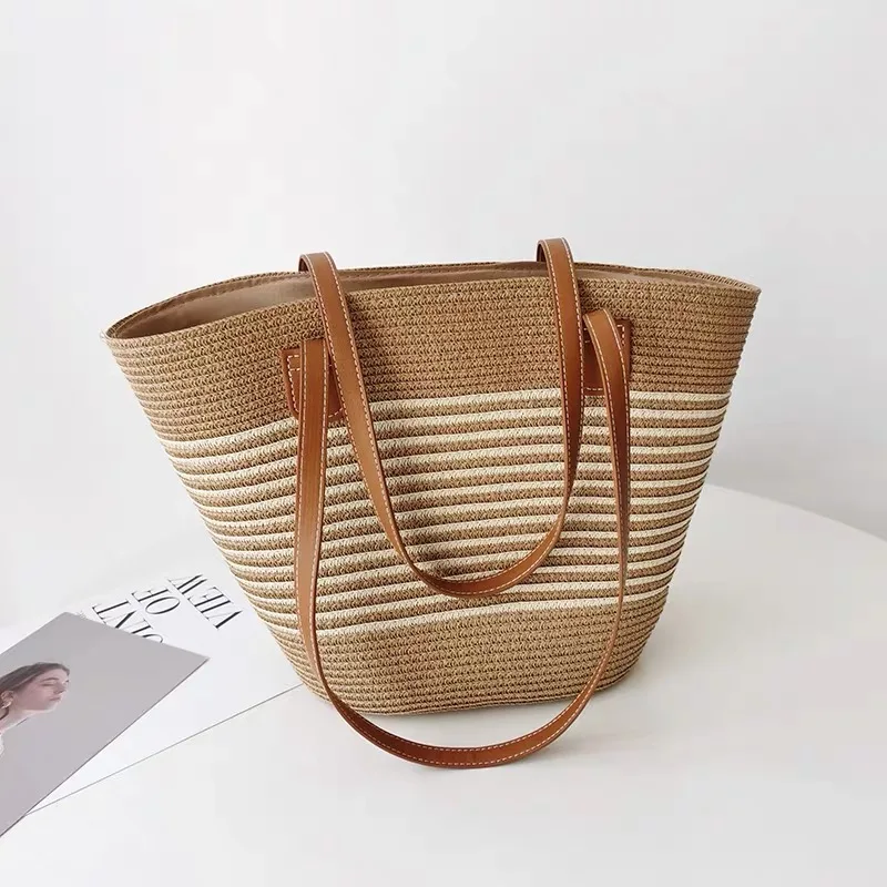 

Модная Роскошная бумажная Соломенная Сумка-тоут ручной работы для женщин, новинка 2024, пляжные сумки для отпуска, Повседневная Сумочка, корейский дизайн, оптовая продажа