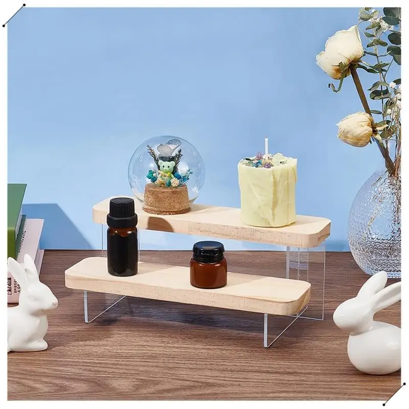1 Piece 2-Tier Figure Display Stand Acrylic Display Risers For Models, Building Blocks Display