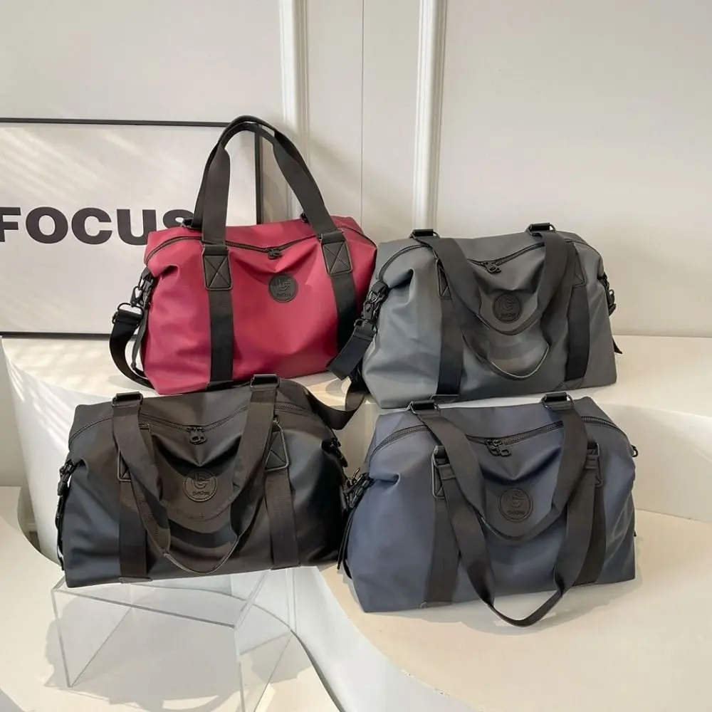 Large-Capacity Womens Travel Tote Bags Fashion Solid Color Gym Fitness HandBag with Zipper Duffel Bag Sports Shoulder Pack