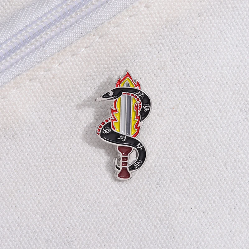 Angel Demon Enamel Pin Fantasy Novel Comedy Snake Sword Extreme Brooch Lapel Badge Jewelry Accessories