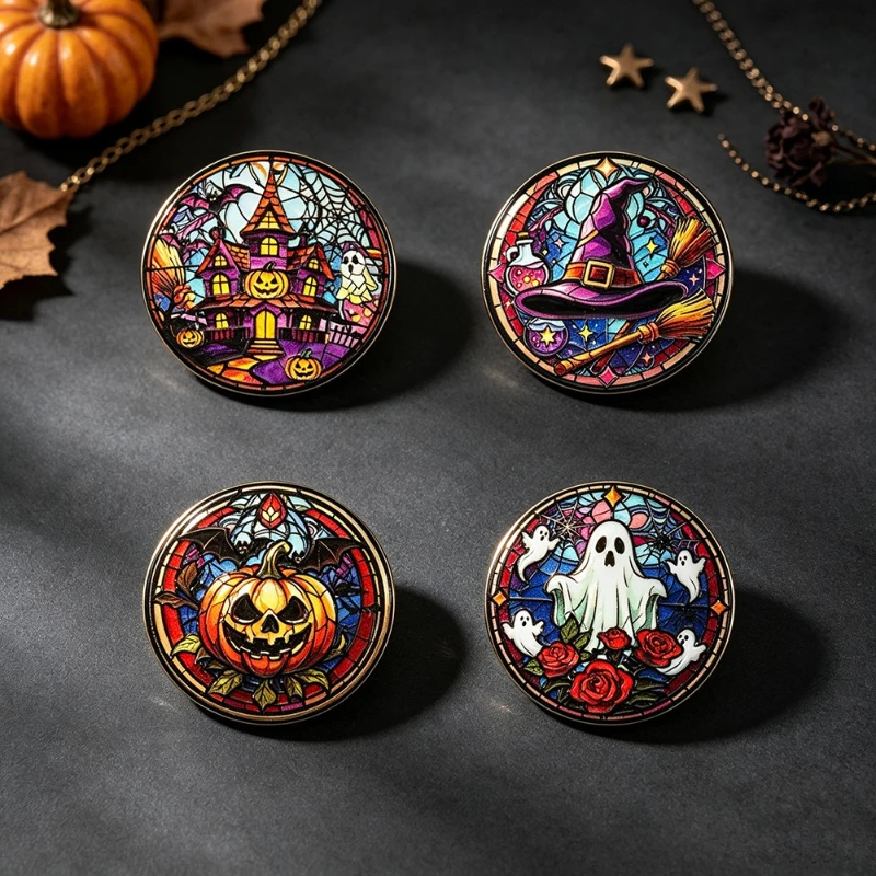 New Hot Selling Creative Halloween Theme Brooch Alloy Pins Holiday Party Decoration Badges For DIY Clothing Bags Hat Accessories