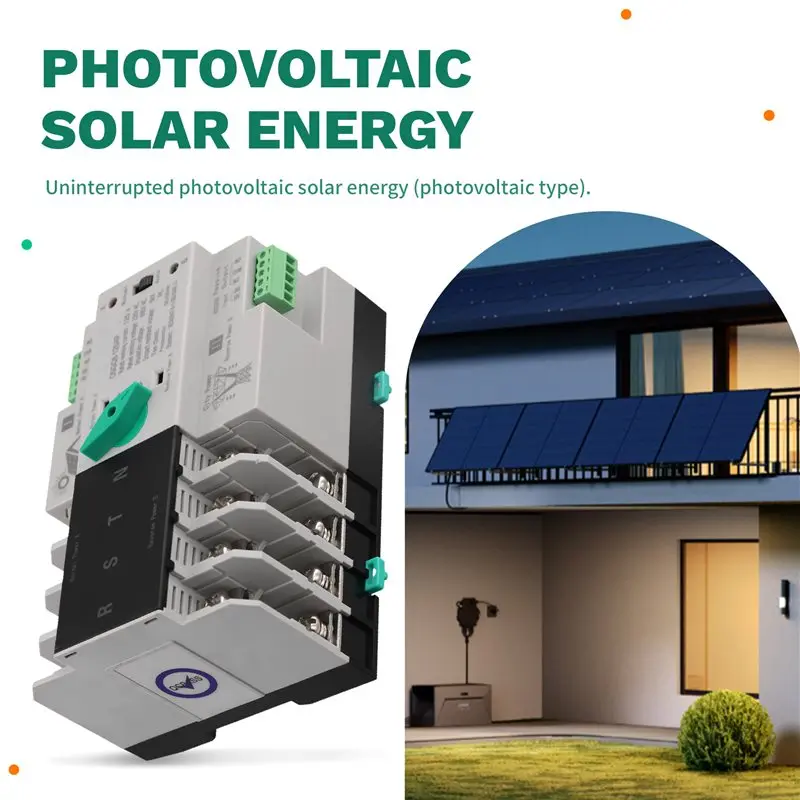 Y51A-ATS PV Inverter 4P Din Rail Dual Power Automatic Transfer Selector Switches 125A Uninterrupted Photovoltaic Solar