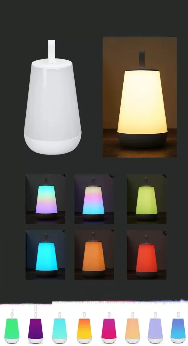 المحمولة LED الجدول مصباح عكس الضوء قابلة للشحن ضوء الليل الدافئة الأبيض و RGB مقاومة للماء فانوس معلق f/فناء حديقة التخييم