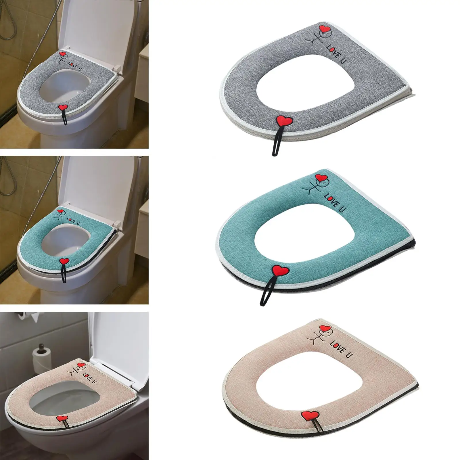 Bantal kursi Toilet tebal, penutup dudukan Toilet hangat, lembut dapat dicuci dan digunakan kembali