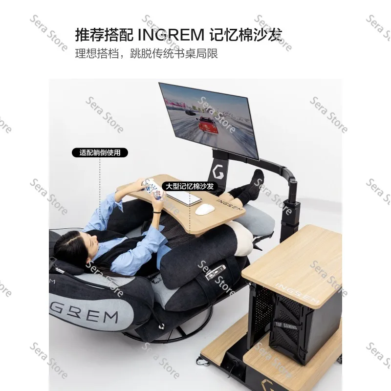 Multifunction Electric Floating Sit Stand Desk Monitor Riser Computer Table Chair Set Height Adjustable Home Office Workstation
