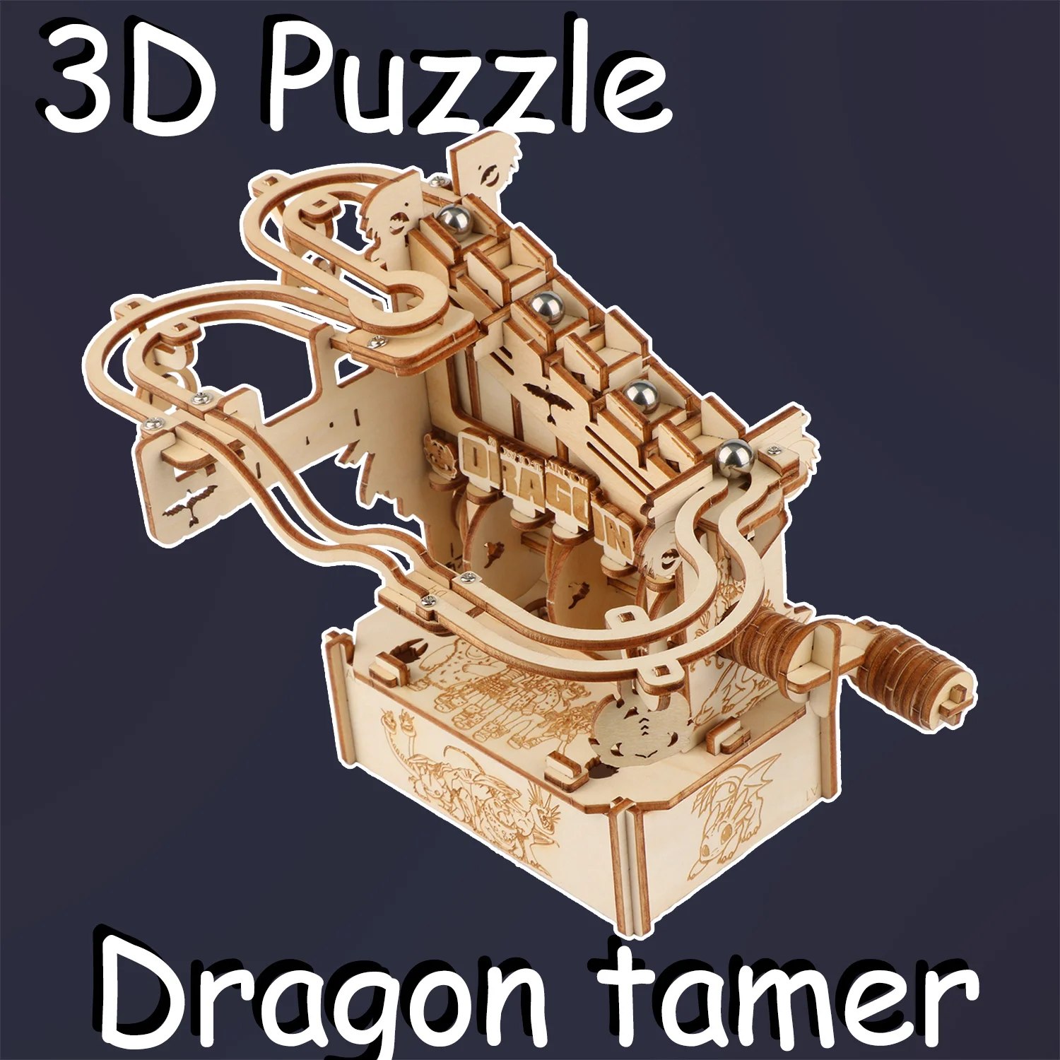 3D Wooden Teenager DIY Mechanical Game Building Block Assembly With Small Pinball Dragon Taming Expert Model Gifts for Festivals