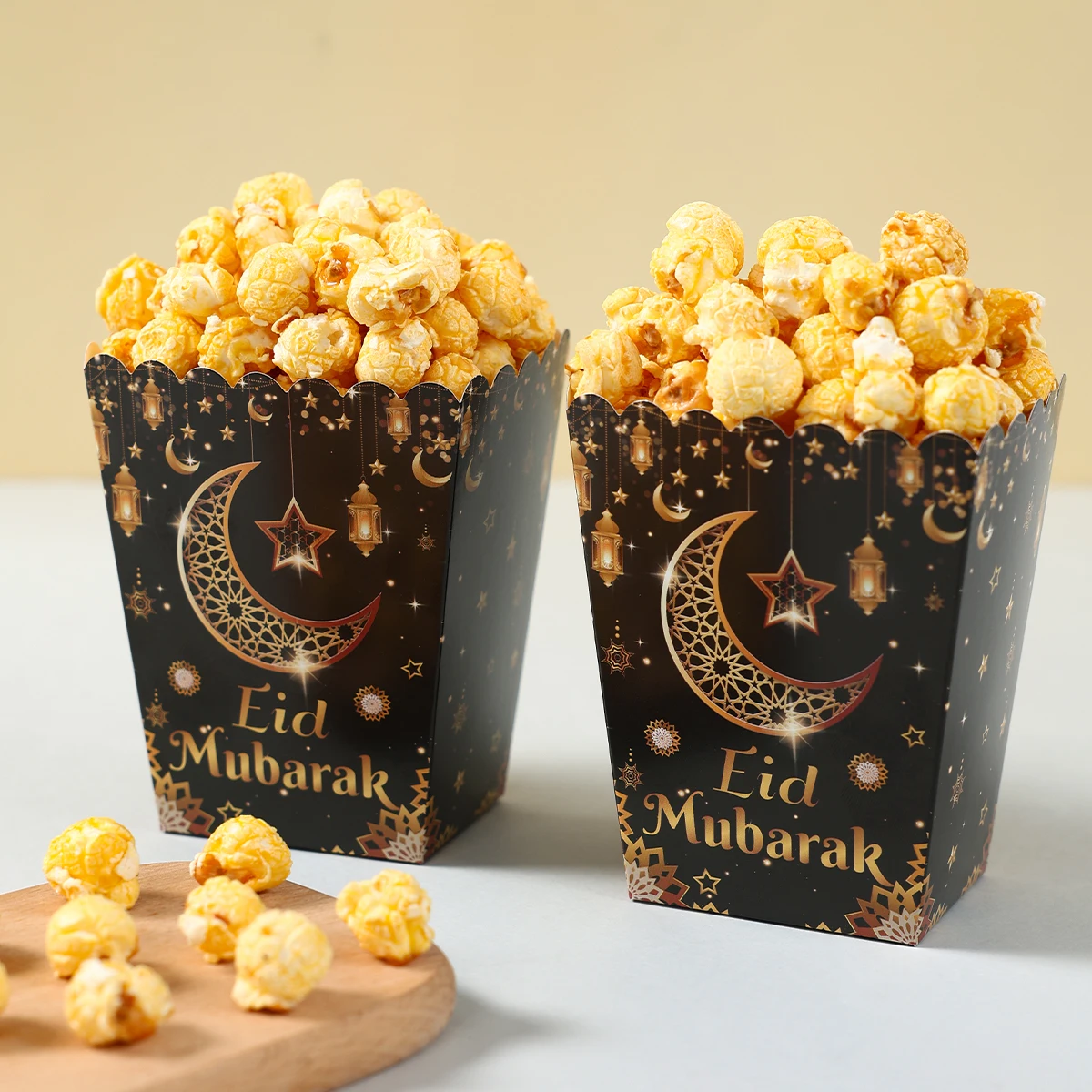 EID Mubarak Popcorn Box Biscuit Gift Box Ramadan Decoration 2026 For Home EID Mubarak Islamic Muslim Party Decor Eid al-Fitr