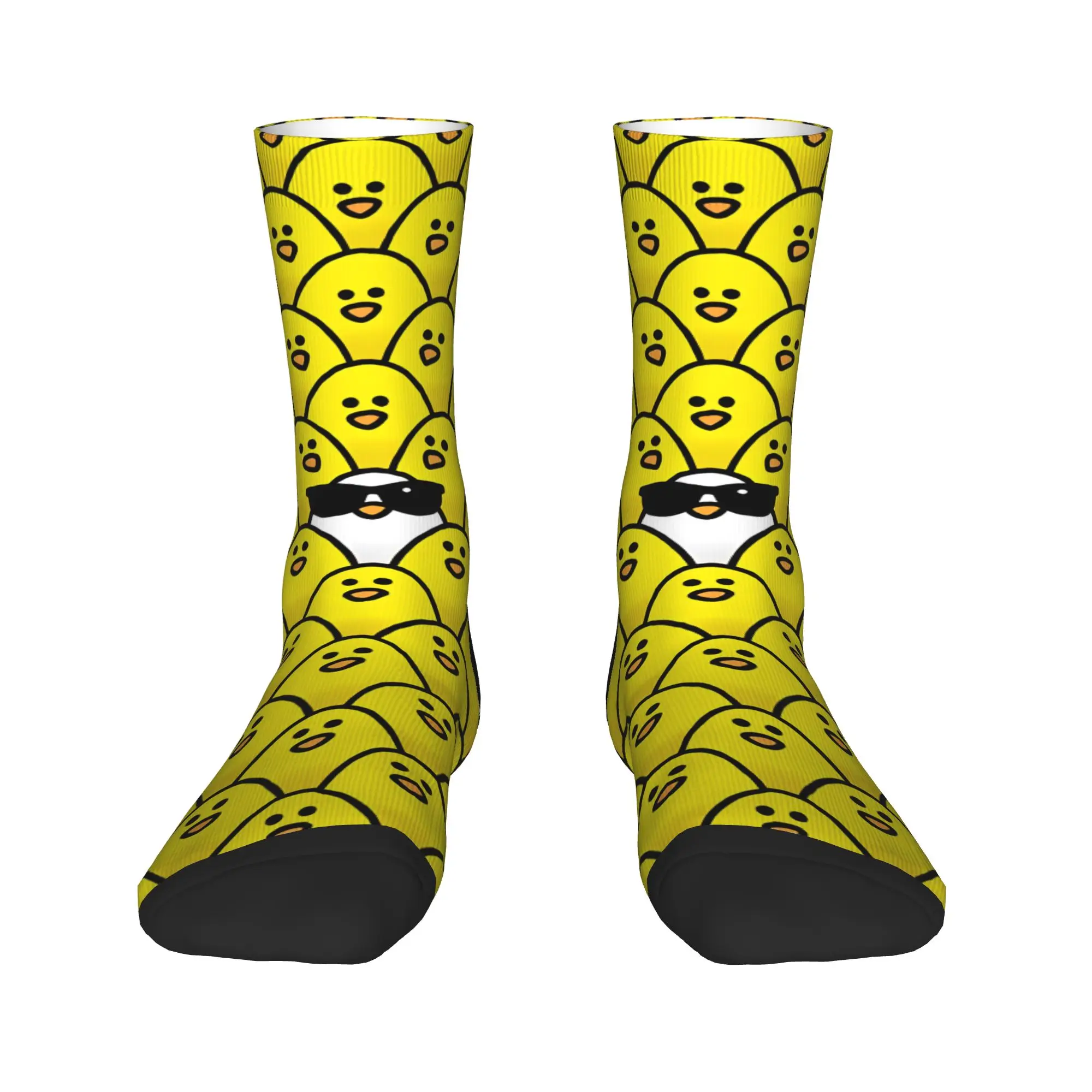Yellow Birds With Sunglasses Stockings  Pattern Retro Socks Spring Non Slip Socks Men Climbing Breathable Socks