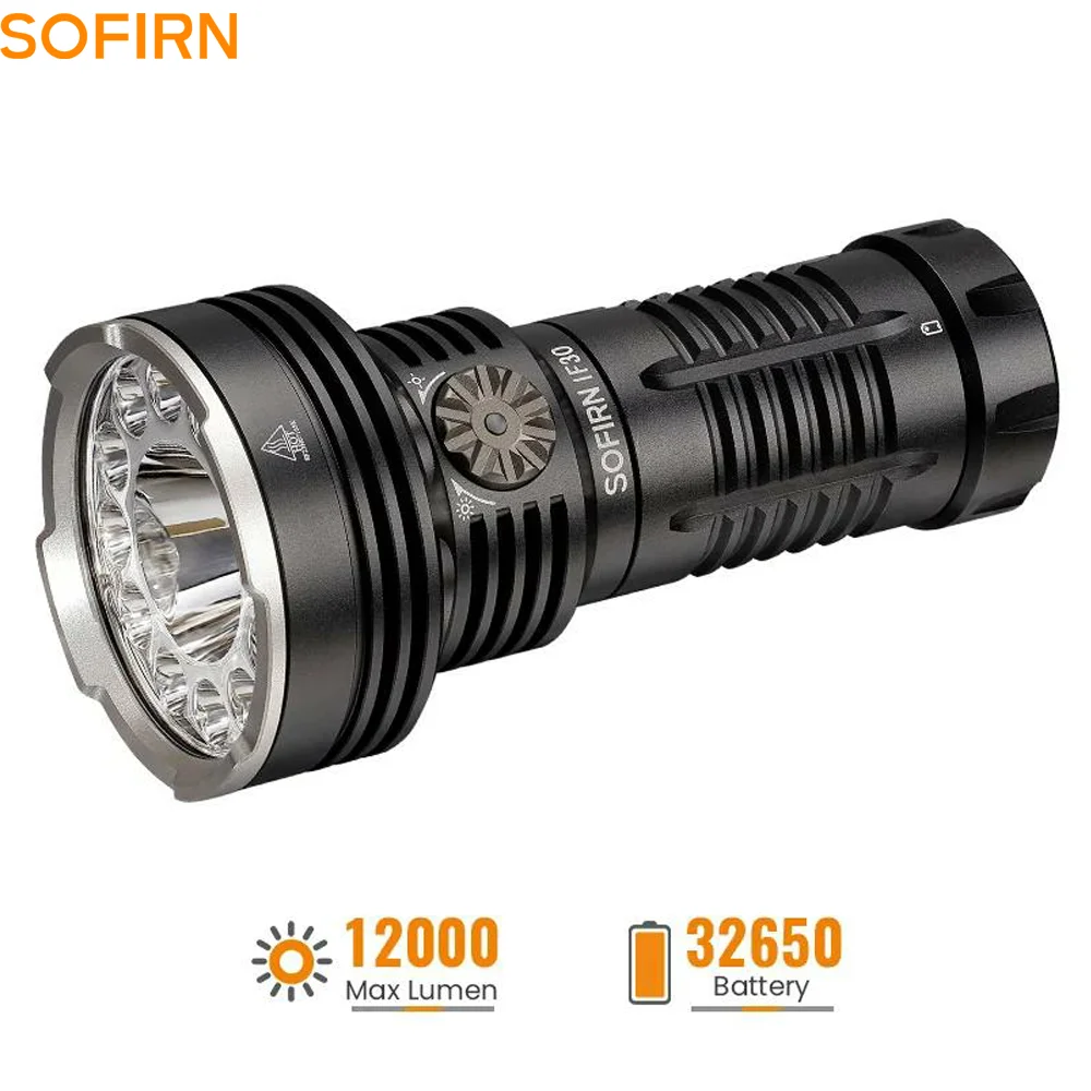 SOFIRN IF30 Powerful  USB C Rechargeable EDC Flashlight IPX8 Waterproof 32650 12000lm SFT40 Lamp Portable Torch