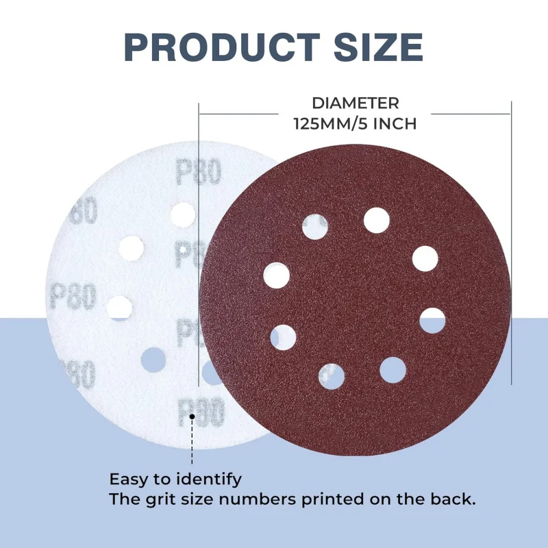 125mm Random Orbital Sander Discs 80/100/120/150/180 Grits Aluminum Oxide Material Shape Paper Polish Stone