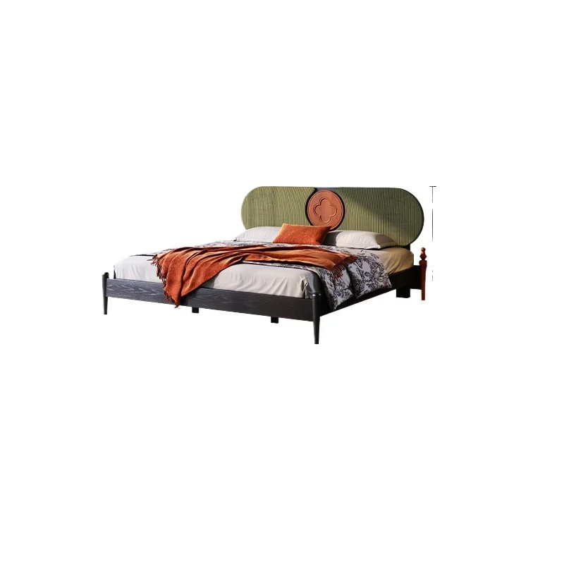 

1.8M double bed French retro ash wood soft bed