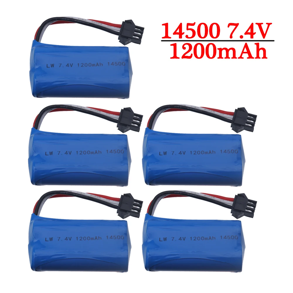 (w magazynie) Akumulator litowo-jonowy 7,4 V 1200 mAh 14500 Akumulatory sm3p wtyczka 2S Do miękkiego pistoletu na wodę RC quadcopter RC Samochód Ciężarówka Zabawki Części