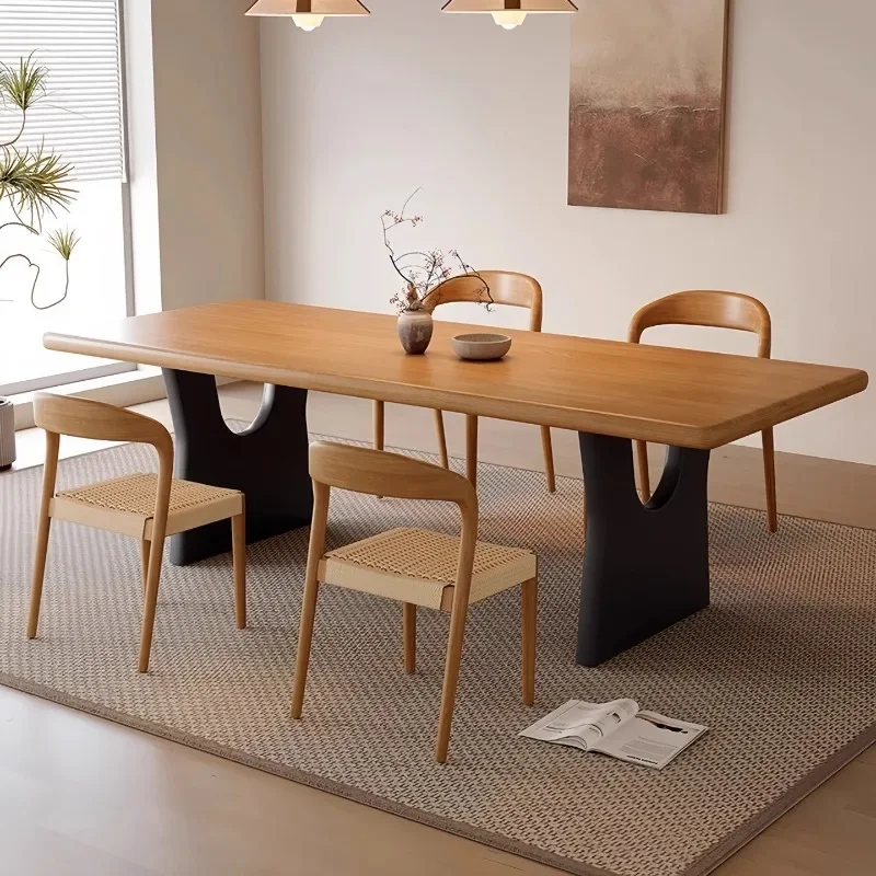 Solid wood Japanese dining table Hotel B & B log style household rectangular dining table