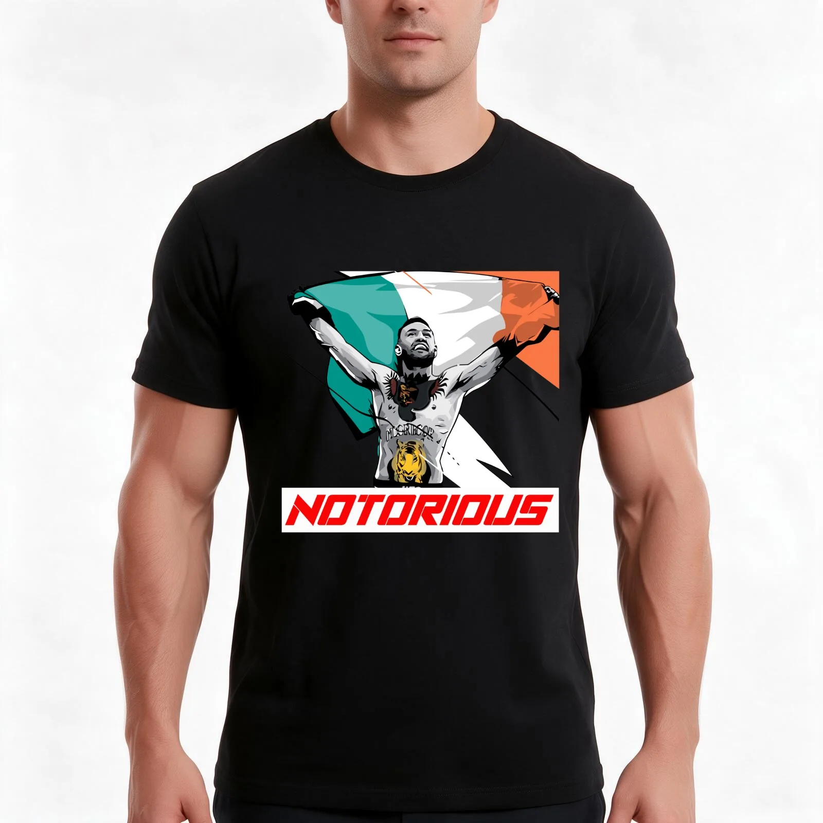 Notorious Mc Gregor winning flag T-Shirt, Summer Casual Cotton Tee, Oversized Streetwear Tops, Vintage Graphic Print