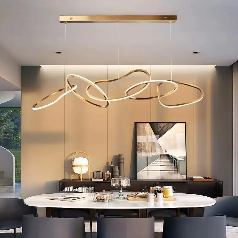 Modern ring pendant light electroplated titanium gold living room dining room bedroom ceiling pendant light indoor pendant light
