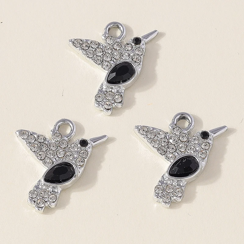10pcs Glorious Crystal Hummingbird Charms for DIY Jewellery Making