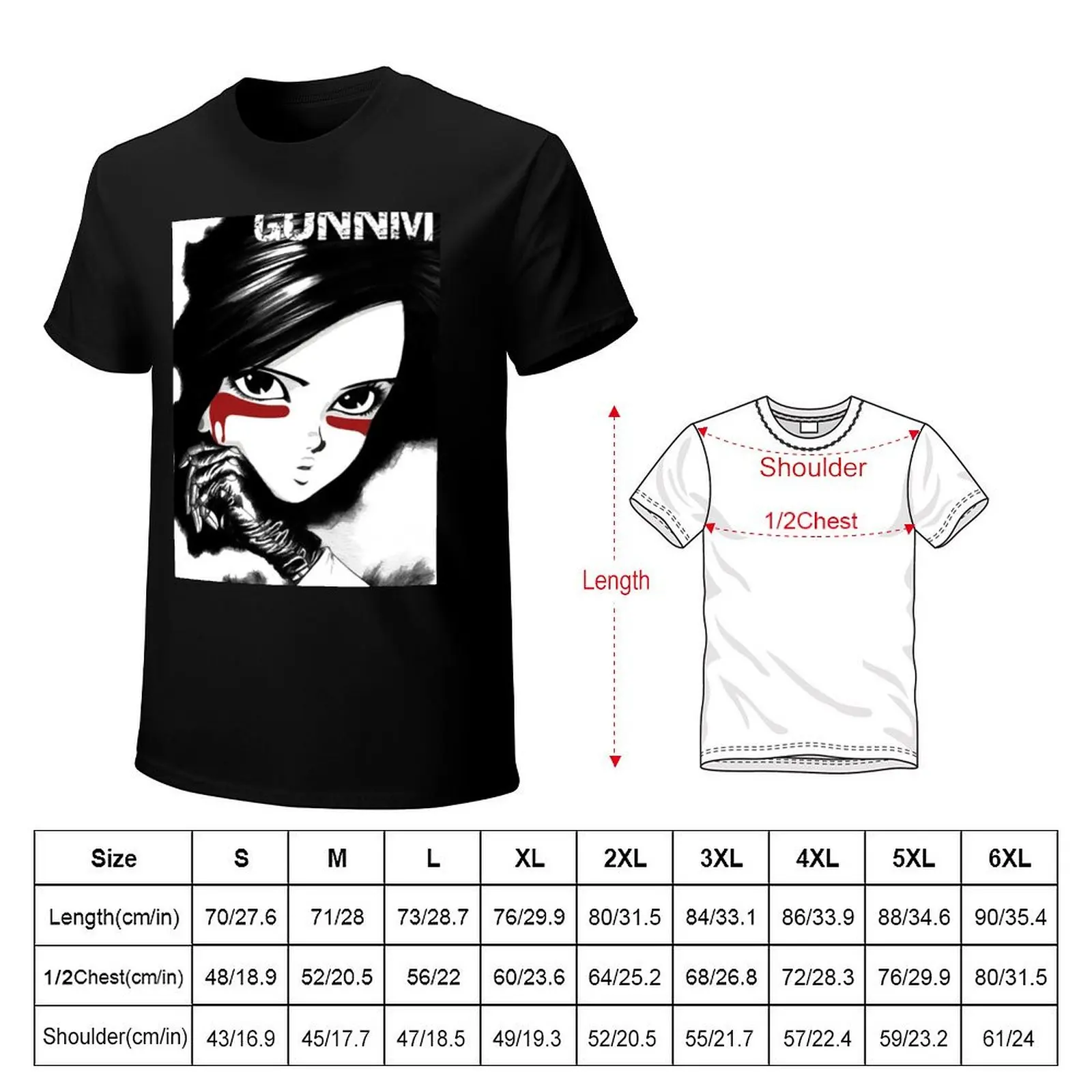 Gunnm - Gally - Alita: Battle Angel (White) T-Shirt Large Size Breathable Tee