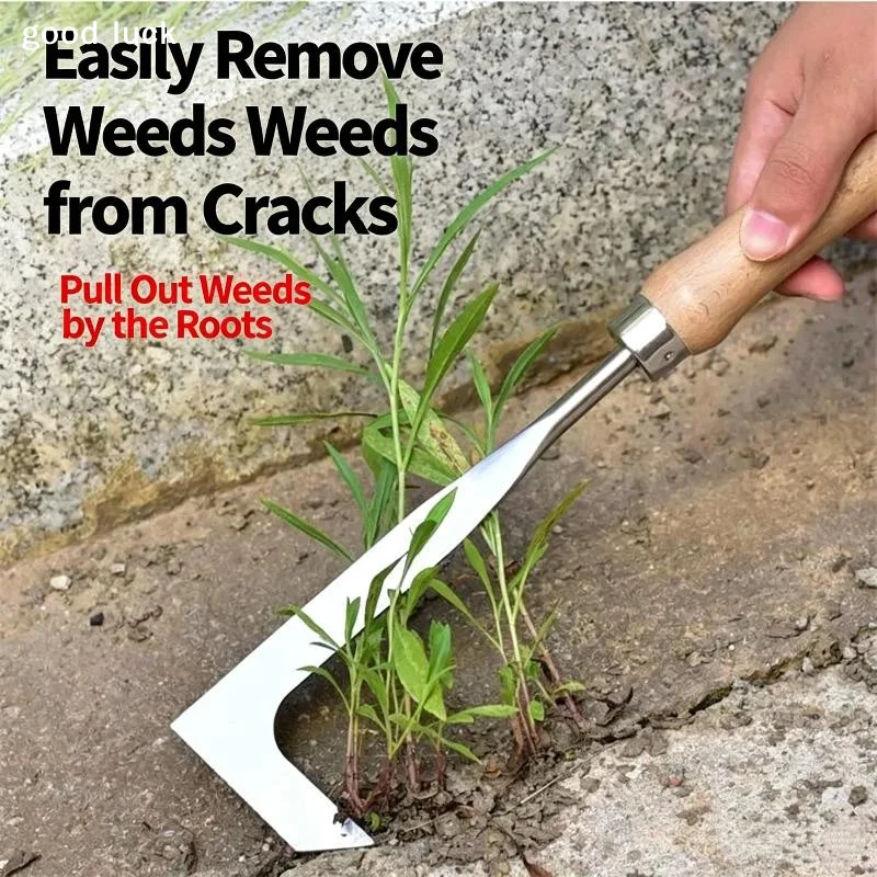 AnswerStainless Steel Gap Weeding Tool L-shaped Multi-purpose Garden Hand Tool for Clearing Weeds in Yards Terraces and Lanes