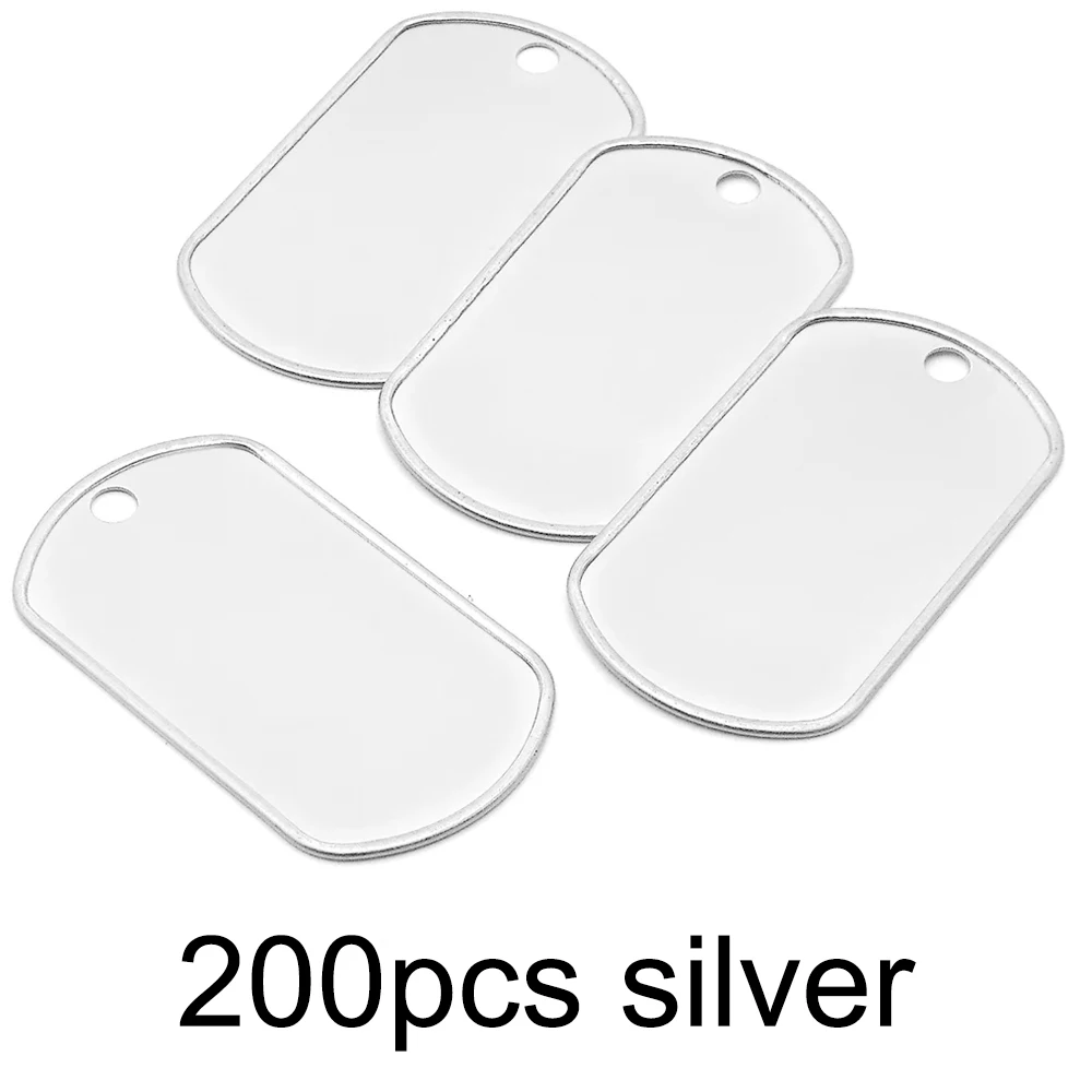 Custom 200Pcs Blank Silver Stainless Steel Tag Pet Collars Accessories